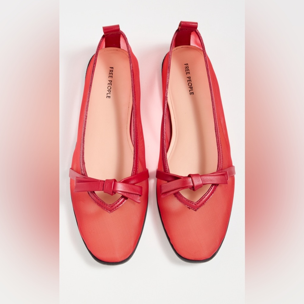 Free People Red Flats with Bow Detail